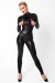 F319 Powerwetlook Catsuit mit Reißverschluss und Ring