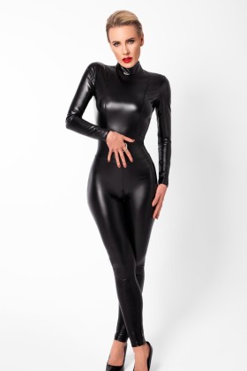 F319 Powerwetlook Catsuit mit Reißverschluss und Ring von Noir Handmade kaufen | Fesselliebe
