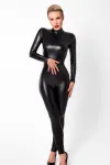 F319 Powerwetlook Catsuit mit Reißverschluss und Ring kaufen - Fesselliebe