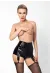 F325 Wetlook Shorts mit PVC Strumpfhaltern