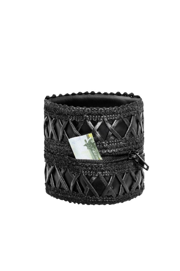 F326 Handgelenk-Geldbörse mit Verstecktem Reißverschluss von Noir Handmade kaufen | Fesselliebe
