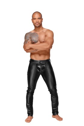Powerwetlook Herrenhose mit Dekorativen Pvc Zierfalten und Gesäßtaschen H051 von Noir Handmade Decadence Collection kaufen | Fesselliebe