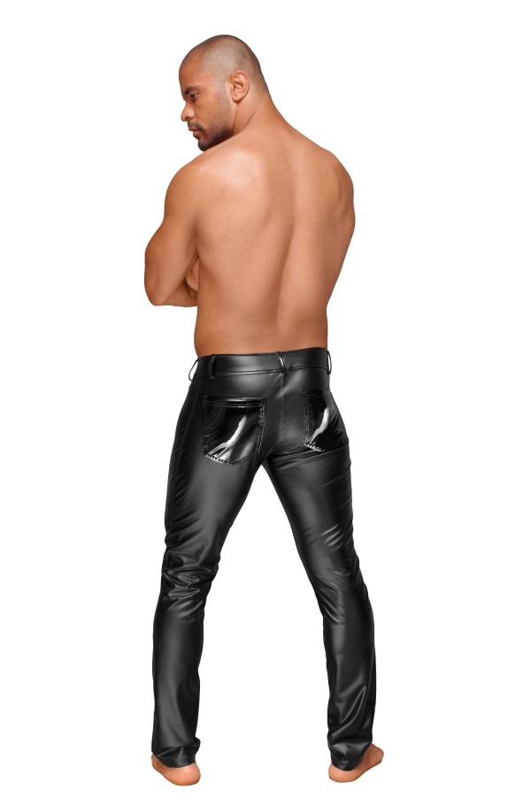 Powerwetlook Herrenhose mit Dekorativen Pvc Zierfalten und Gesäßtaschen H051 von Noir Handmade Decadence Collection kaufen | Fesselliebe