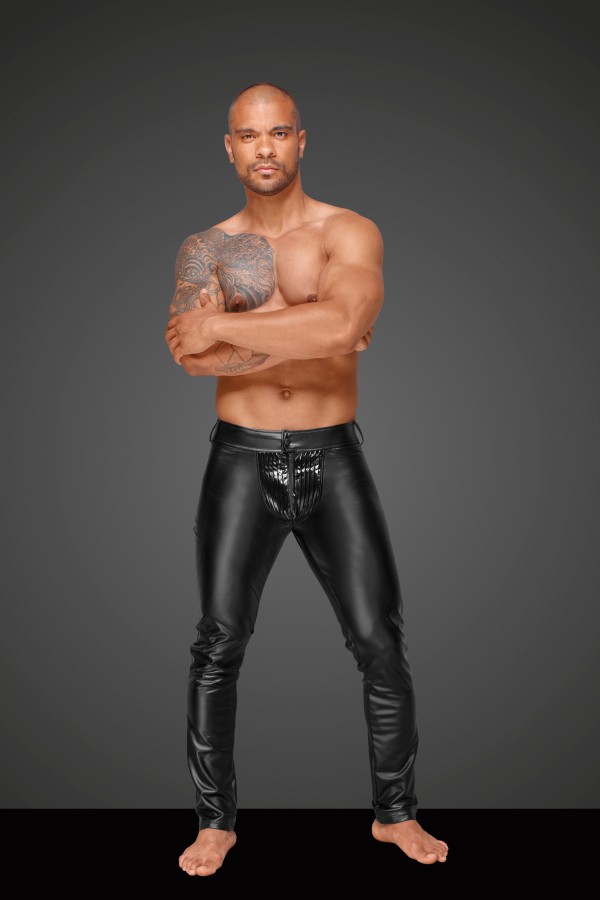 Powerwetlook Herrenhose mit Dekorativen Pvc Zierfalten und Gesäßtaschen H051 von Noir Handmade Decadence Collection kaufen | Fesselliebe
