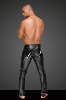 Powerwetlook Herrenhose mit Dekorativen Pvc Zierfalten und Gesäßtaschen H051 von Noir Handmade Decadence Collection kaufen | Fesselliebe