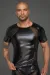 Herren T-Shirt Aus Powerwetlook mit 3d Netzeinsätzen H056 von Noir Handmade Rebellious Collection