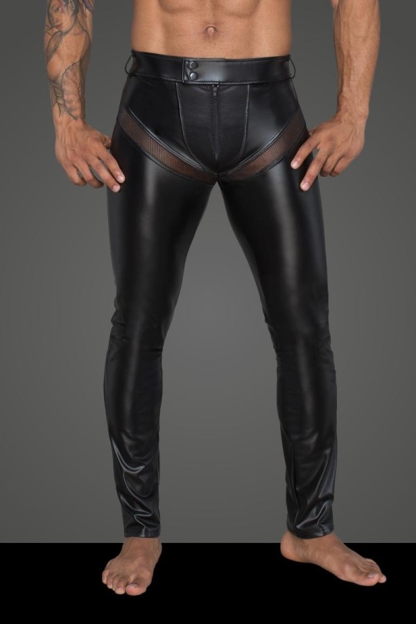 Powerwetlook-Longpants mit Einsätzen und Taschen aus 3d-Netz H059 von Noir Handmade Rebellious Collection kaufen | Fesselliebe