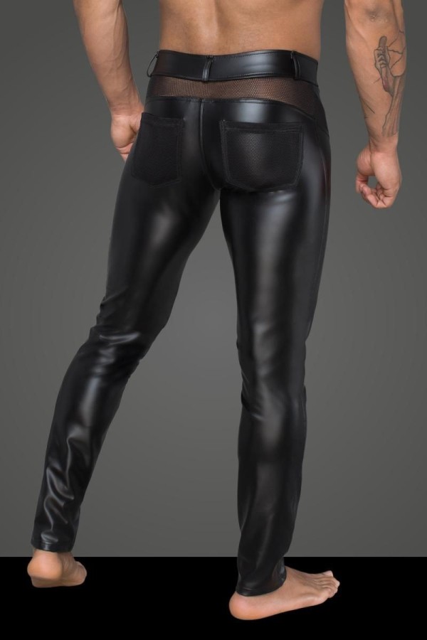 Powerwetlook-Longpants mit Einsätzen und Taschen aus 3d-Netz H059 von Noir Handmade Rebellious Collection kaufen | Fesselliebe