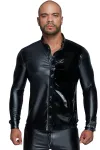 Langärmliges Powerwetlook & Pvc Shirt mit Knopfleiste H064 von Noir Handmade Missbehaved Collection kaufen - Fesselliebe