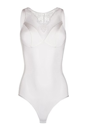 Ecru Body mit Netzeinsatz und Spitze Ka923323 von Kalimo kaufen | Fesselliebe