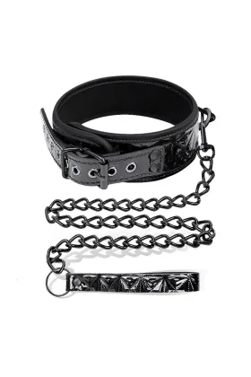 Halsband mit Leine aus veganem Saphirleder von Black Sapphire