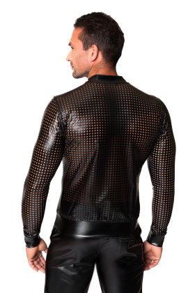 Schwarze Powerwetlook Jacke H076 von Noir Handmade Chaos Collection kaufen | Fesselliebe