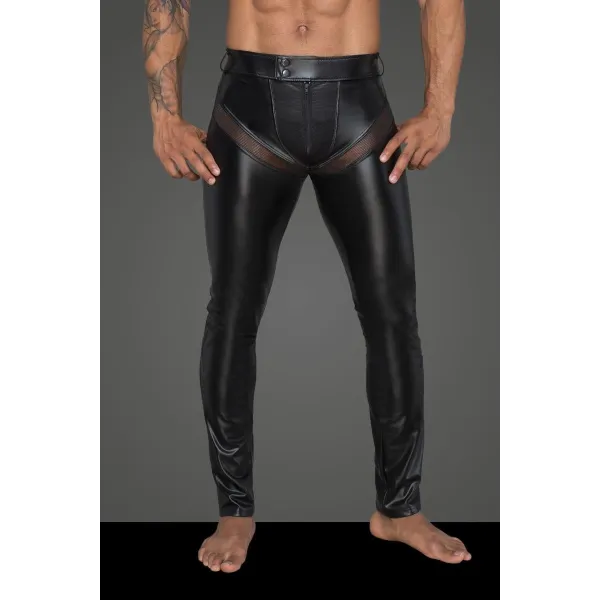 Powerwetlook-Longpants mit Einsätzen und Taschen aus 3d-Netz H059 von Noir Handmade Rebellious Collection | Fesselliebe.de