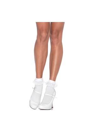 Weisse Spitzenrüschensocken von Leg Avenue Hosiery kaufen | Fesselliebe