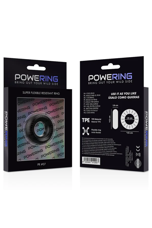 Super Flexibel und Widerstandsfähig Penis Ring 4.5cm Pr07 Schwarz von Powering kaufen - Fesselliebe