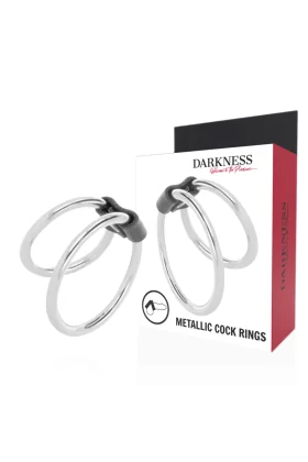 Doppelter Penisring aus Metall von Darkness Sensations