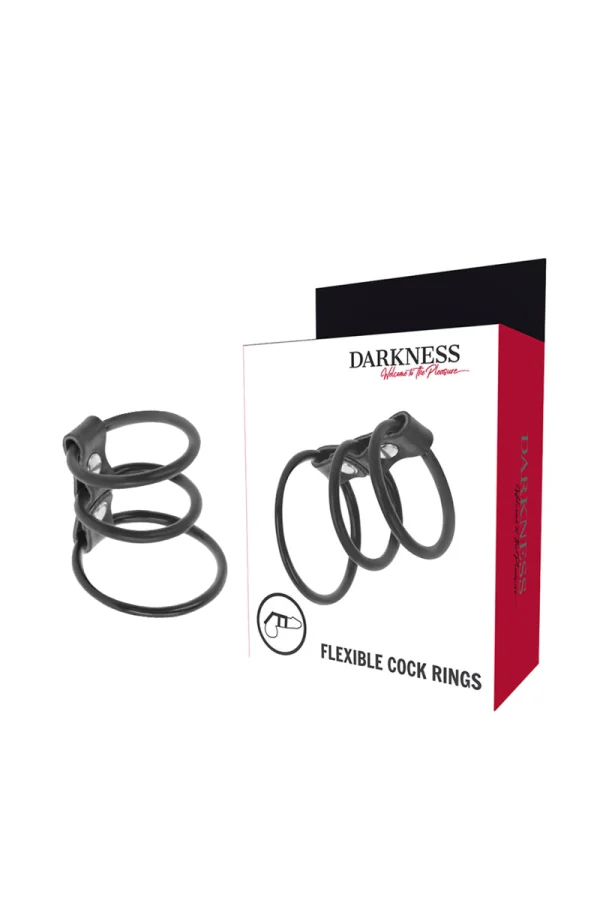 Set Aus 3 Flexiblen Penisringen von Darkness Bondage kaufen - Fesselliebe