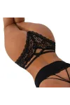 Panty aus Blumenspitze mit Trgerdetail Schwarz L/XL von Subblime Panties & Thong