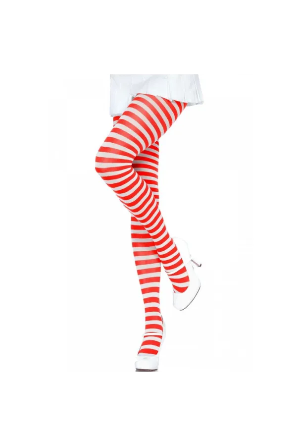 Weiss/Rot Gestreifte Strumpfhosen von Leg Avenue Hosiery kaufen - Fesselliebe