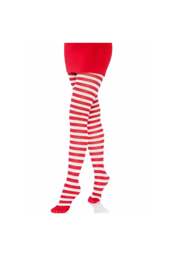 Weiss/Rot Gestreifte Strumpfhosen von Leg Avenue Hosiery kaufen - Fesselliebe