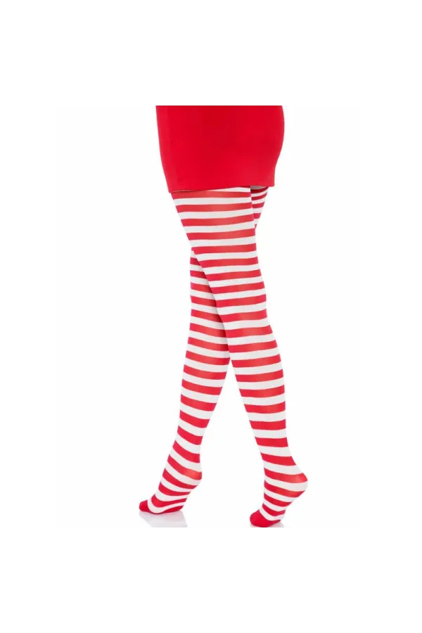 Weiss/Rot Gestreifte Strumpfhosen von Leg Avenue Hosiery kaufen - Fesselliebe