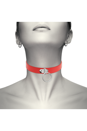 Rote Halskette aus Veganem Leder Fetisch-Accessoire für Frauen von Coquette Accessories kaufen | Fesselliebe