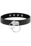 Handgefertigtes Halsband Vegan Kunstleder - Double Ring von Coquette Accessories kaufen - Fesselliebe