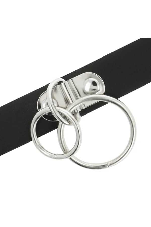 Handgefertigtes Halsband Vegan Kunstleder - Double Ring von Coquette Accessories kaufen - Fesselliebe