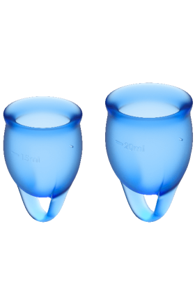 Feel Confident Menstrual Cup Dunkelblau 15 + 20 ml von Satisfyer Menstrual Cups kaufen | Fesselliebe