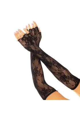 Floral Network Fingerlose Handschuhe Schwarz von Leg Avenue Hosiery