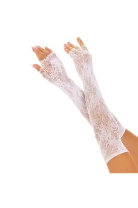 Floral Network Fingerlose Handschuhe Weiss von Leg Avenue Hosiery