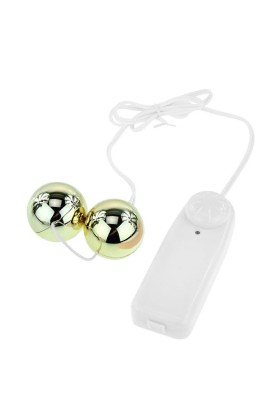 Goldener Vibrator mit Chinesischen Bällen von Baile Stimulating kaufen | Fesselliebe