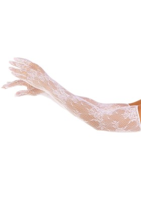 Handschuhe mit Roten Blumen, Weiss von Leg Avenue Hosiery kaufen | Fesselliebe