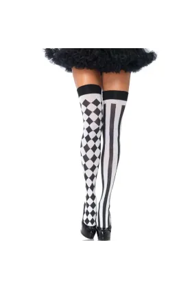 Schwarz/Weiße Arlequin Hohe Socken von Leg Avenue Hosiery