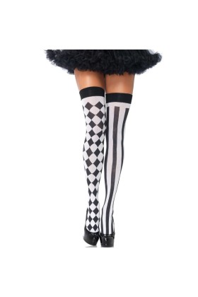 Schwarz/Weiße Arlequin Hohe Socken von Leg Avenue Hosiery kaufen | Fesselliebe