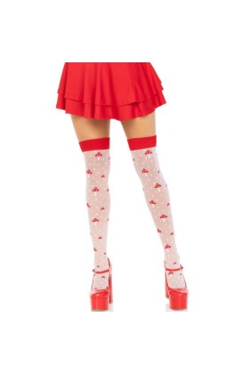 Pilz Hohe Socken Rot/Weiss von Leg Avenue Hosiery kaufen | Fesselliebe