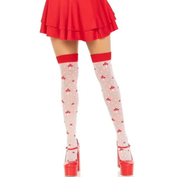 Pilz Hohe Socken Rot/Weiss von Leg Avenue Hosiery kaufen | Fesselliebe