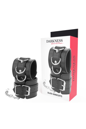 Schwarze Handschellen von Darkness Bondage kaufen | Fesselliebe