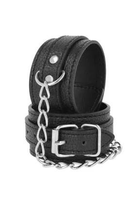 Handschellen aus Schwarzem Strukturiertem Leder von Darkness Bondage