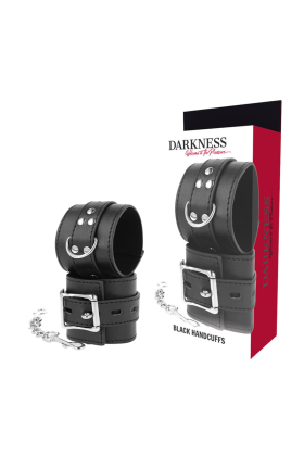 Handschellen aus Schwarzem Leder von Darkness Bondage kaufen | Fesselliebe