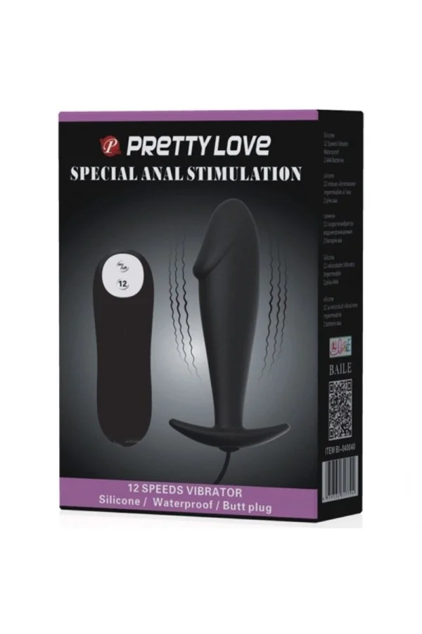 Silikon Anal Plug Penis Form und 12 Vibrationsmodi Schwarz von Pretty Love Bottom kaufen - Fesselliebe