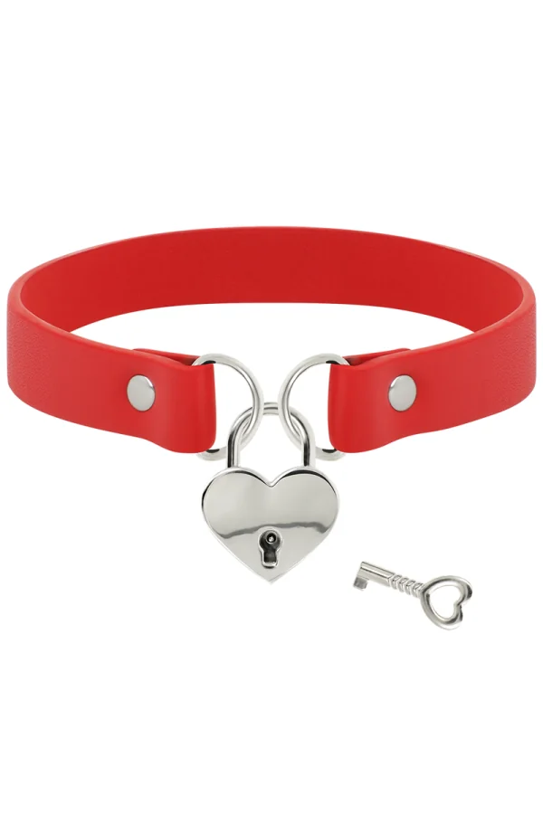 Handgefertigtes Halsband Keys Heart - Rot von Coquette Accessories kaufen - Fesselliebe