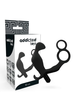 Analplug mit Doppeltem Penisring und Hoden Schwarz von Addicted Toys kaufen | Fesselliebe