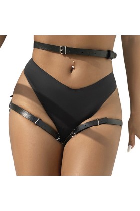 Leder Taille und Bein Harness Schwarz One Size (S-L) von Subblime Fetish kaufen | Fesselliebe