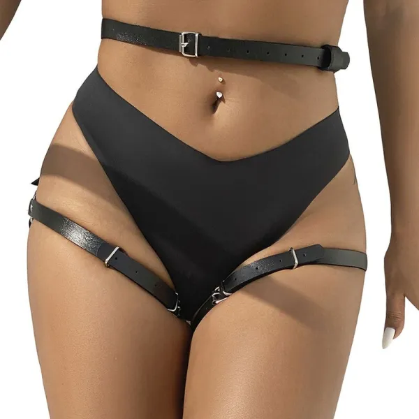 Leder Taille und Bein Harness Schwarz One Size (S-L) von Subblime Fetish kaufen | Fesselliebe