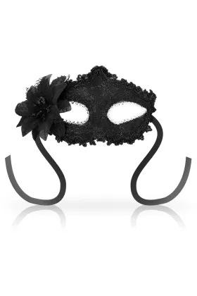 Antizaz-Masken Seitliche Blume im Venezianischen Stil - Schwarz von Ohmama Masks