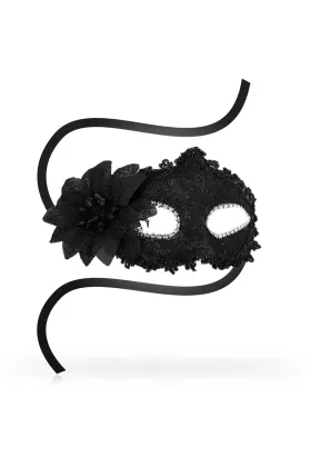 Antizaz-Masken Seitliche Blume im Venezianischen Stil - Schwarz von Ohmama Masks