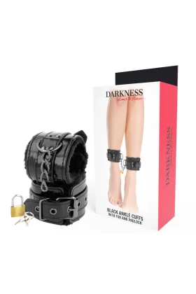 Verstellbare Handschellen aus Schwarzem Leder mit Vorhngeschloss von Darkness Bondage