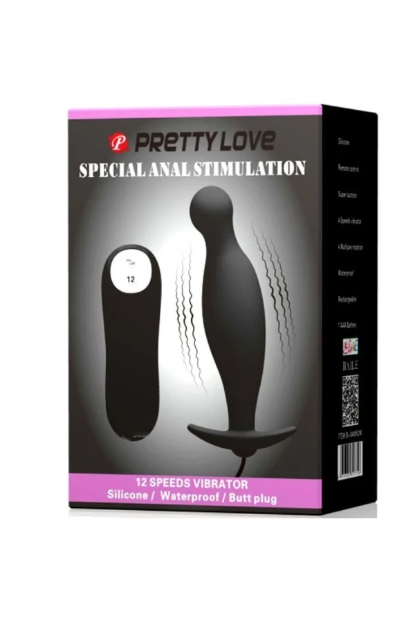 Silikon Analplug 12 Vibrationsmodi Schwarz von Pretty Love Bottom kaufen - Fesselliebe