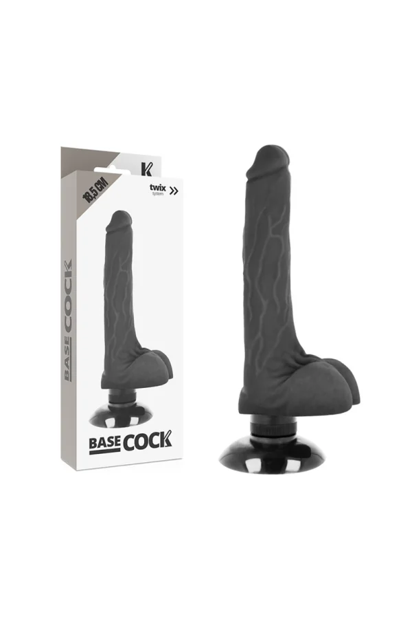 Realistischer Vibrator und Penishülle 2-1 Schwarz 18.5cm von Basecock kaufen - Fesselliebe